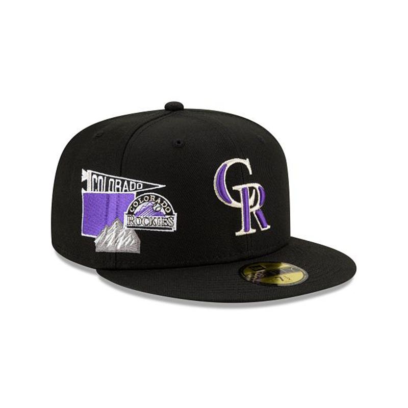 MLB Colorado Rockies City Patch 59Fifty Fitted (FDW9252) - Black New Era Caps